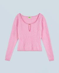 FAIRY BLUE / NEW / QTY : 22 / Top Manches Longues en Cachemire Brossé - Fairy Blue