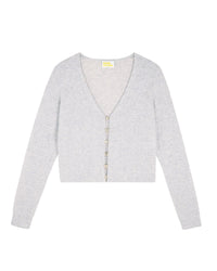 Cashmere Cropped Cardigan - Light Heather Grey