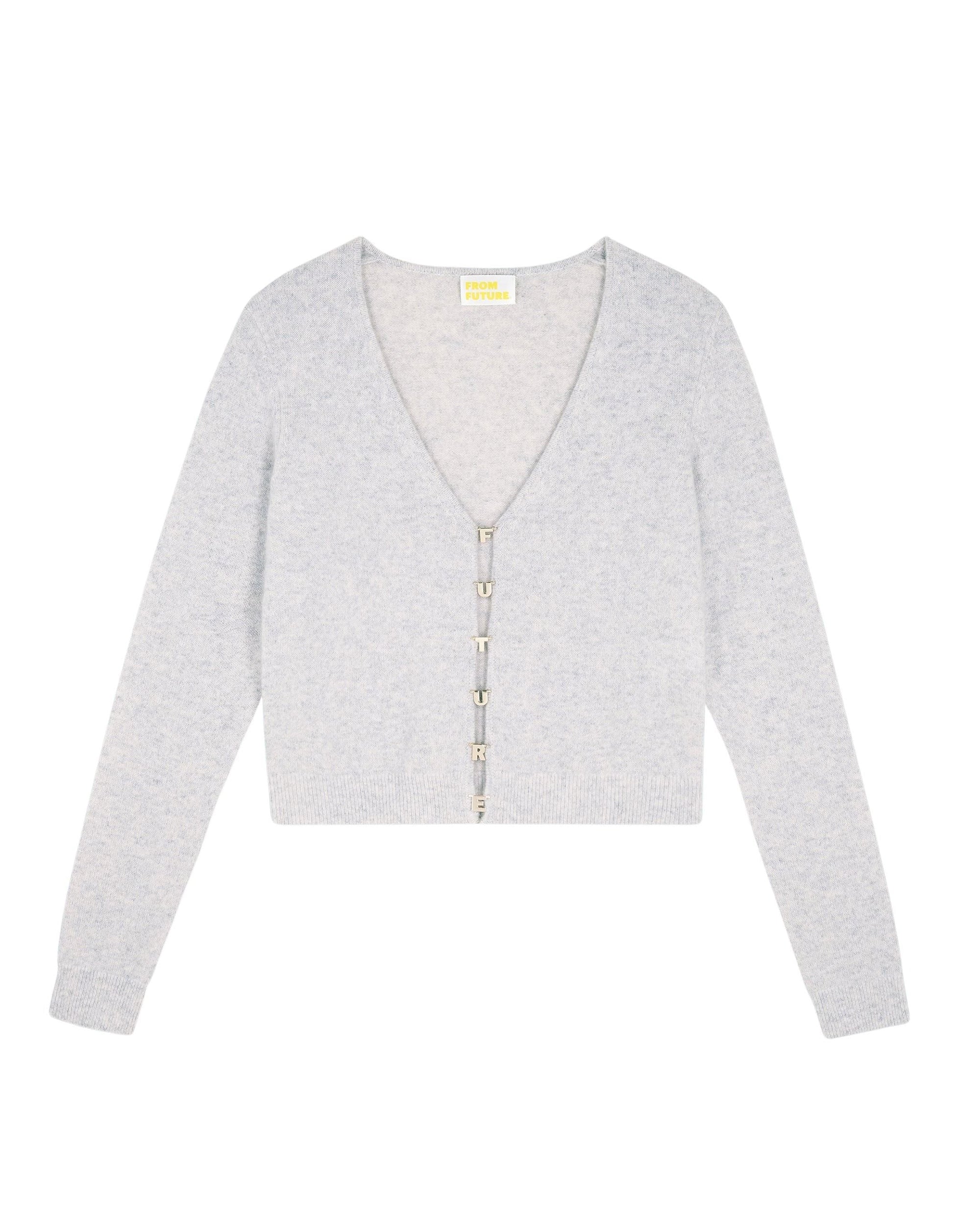 Cashmere Cropped Cardigan - Light Heather Grey