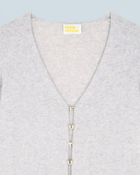Cashmere Cropped Cardigan - Light Heather Grey