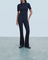 Top à manches courtes en laine - Navy