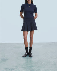 Top à manches courtes en laine - Navy