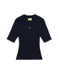 Top à manches courtes en laine - Navy