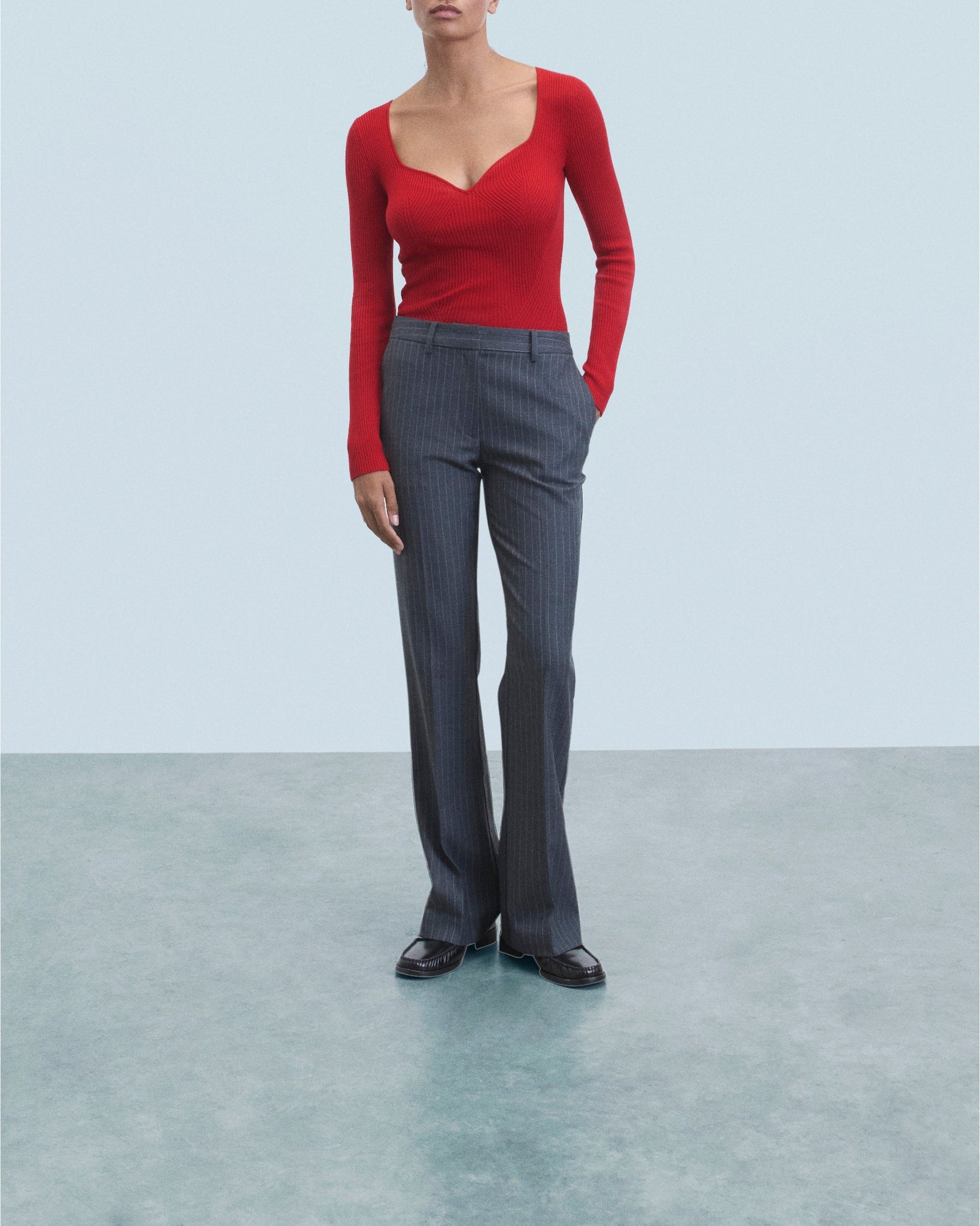 Long-sleeved wool top - Hot Red