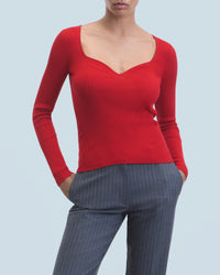 Long-sleeved wool top - Hot Red