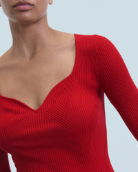 Long-sleeved wool top - Hot Red