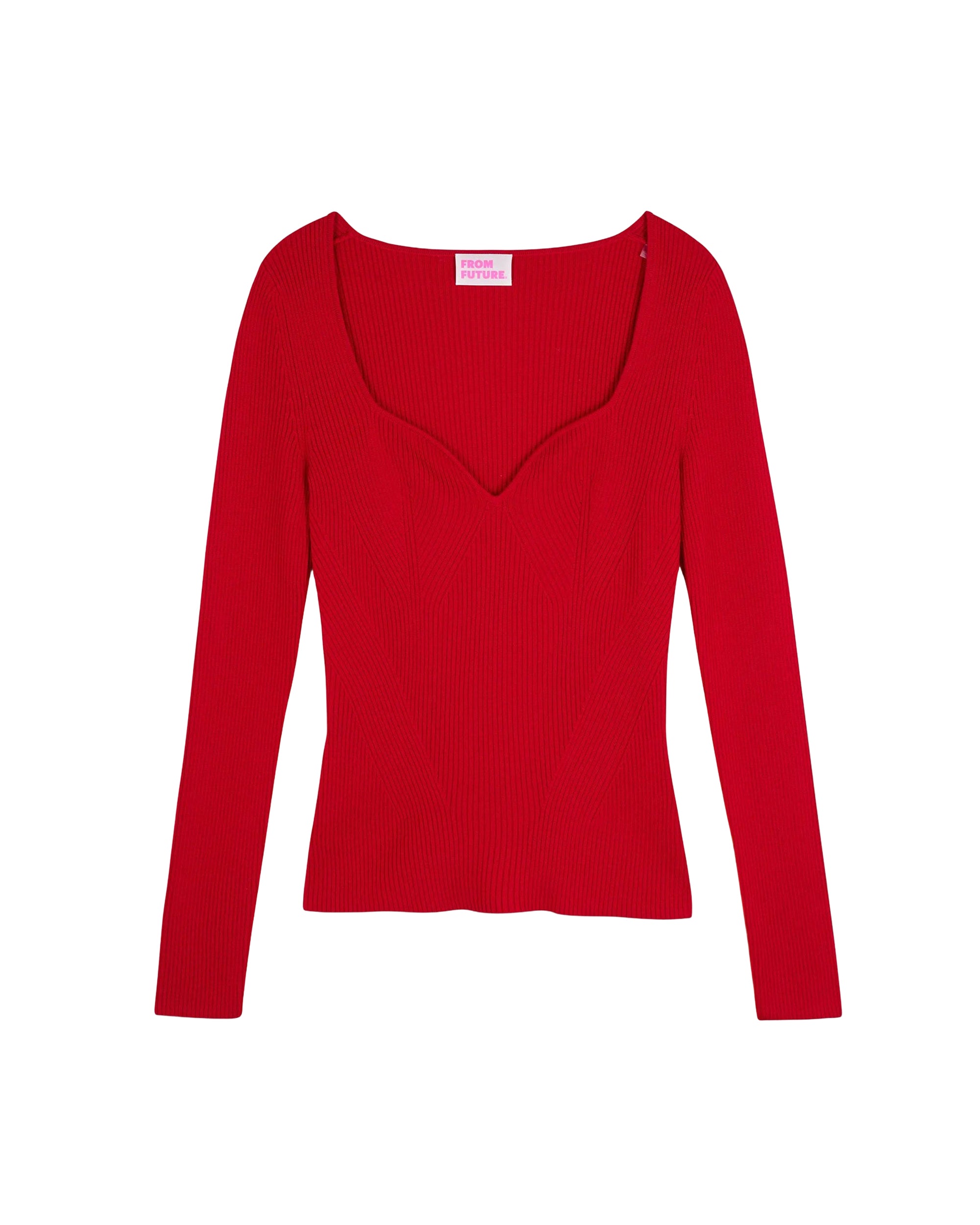 Long-sleeved wool top - Hot Red