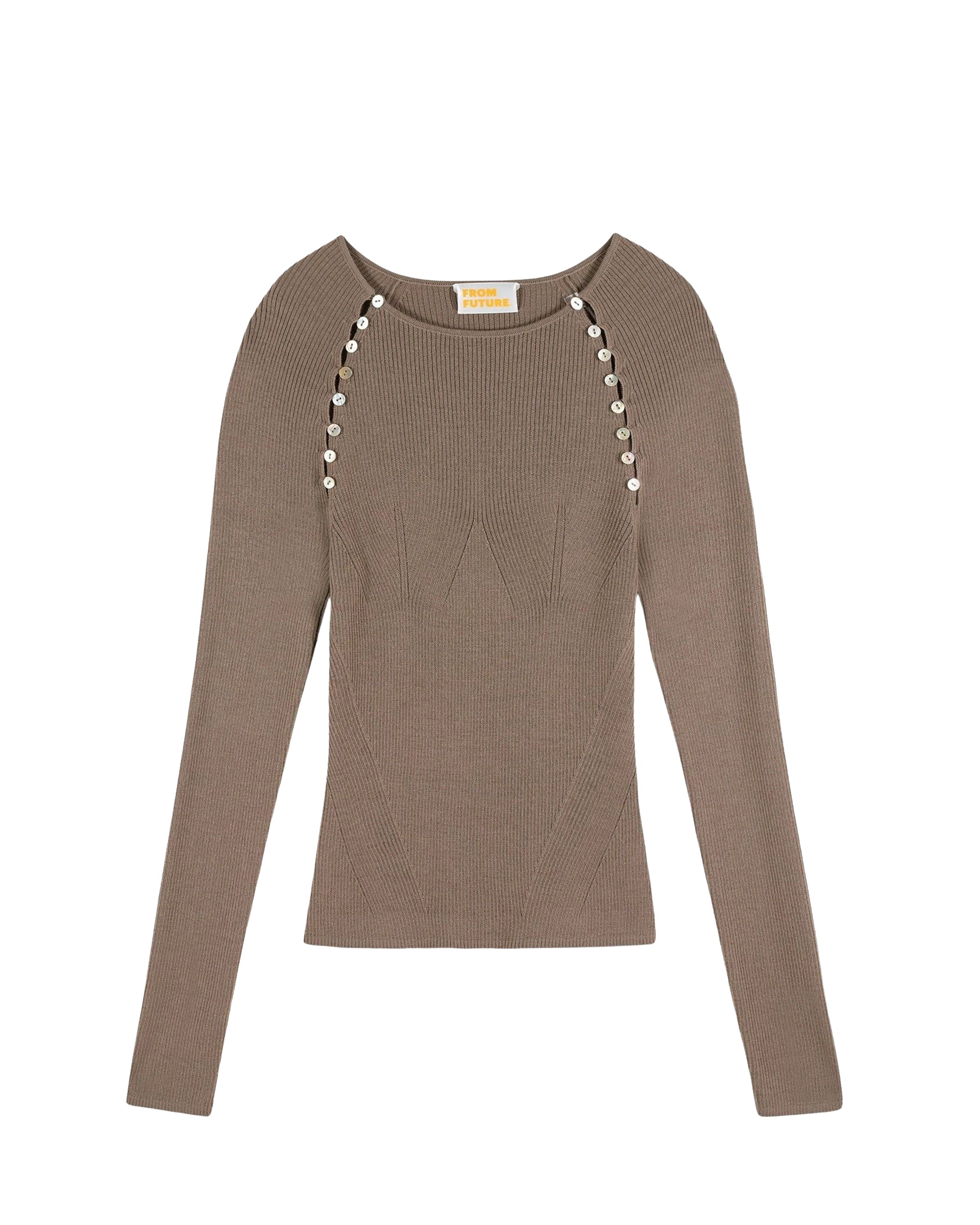 Top à manches longues en laine - Taupe
