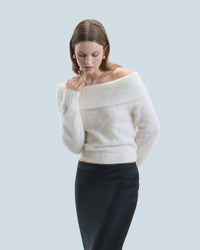 ECRU / NEW / QTY : 30 / Top Manches Longues en Cachemire Brossé - Ecru