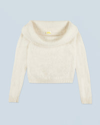 ECRU / NEW / QTY : 30 / Top Manches Longues en Cachemire Brossé - Ecru