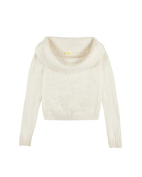 Pull à col bardot en cachemire brossé - Ecru