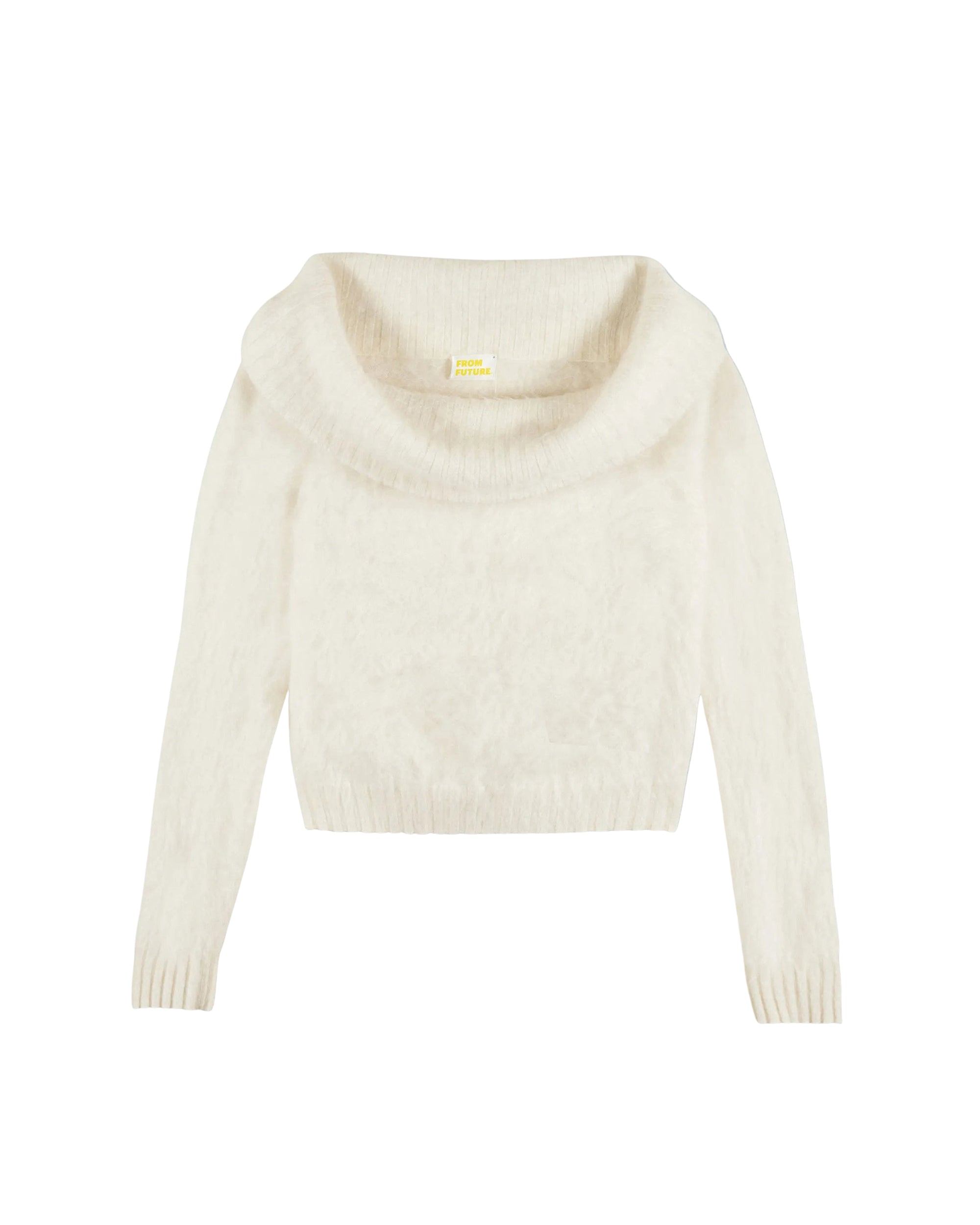 Pull à col bardot en cachemire brossé - Ecru