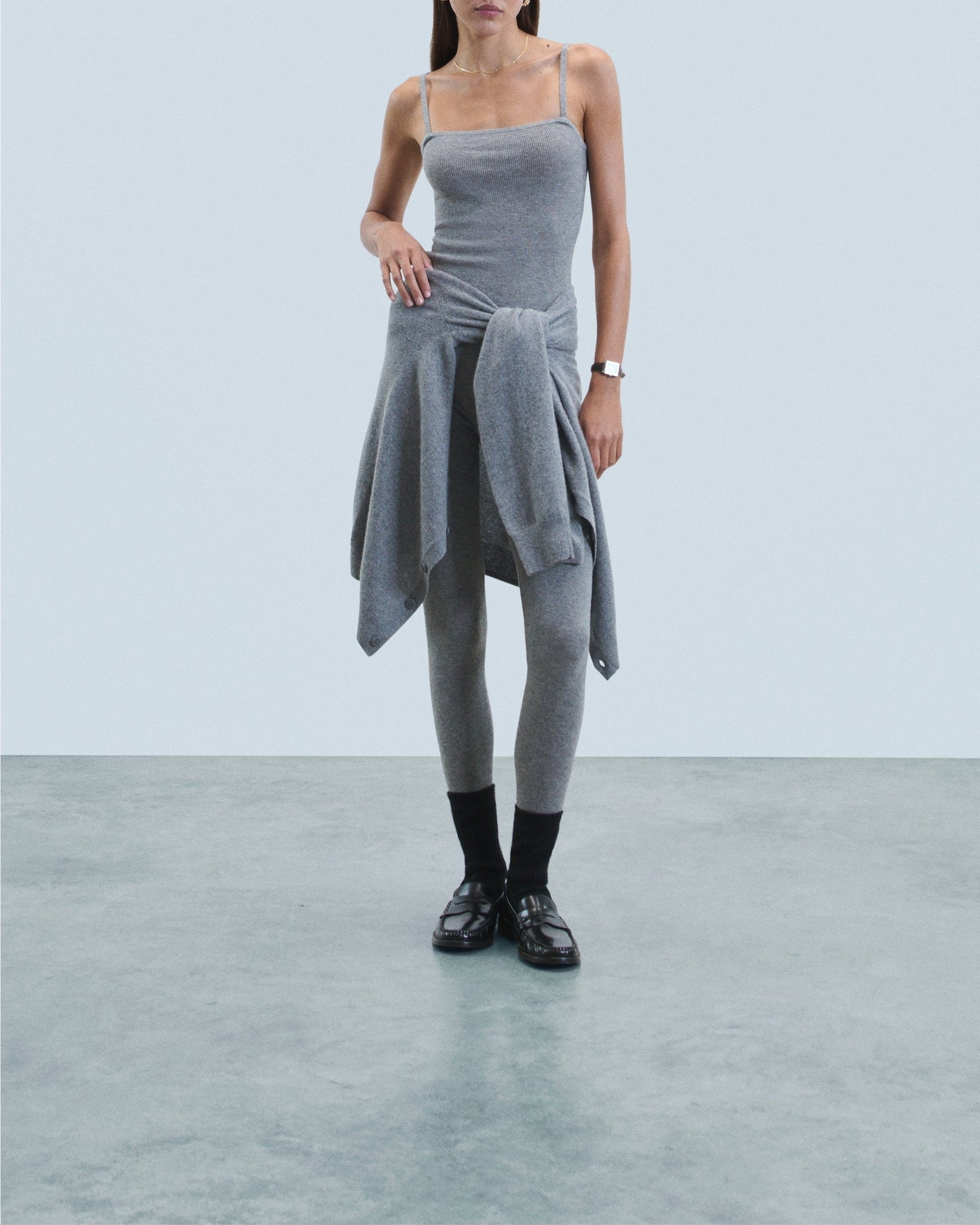 Second-skin cashmere camisole - Dark Mottled Grey
