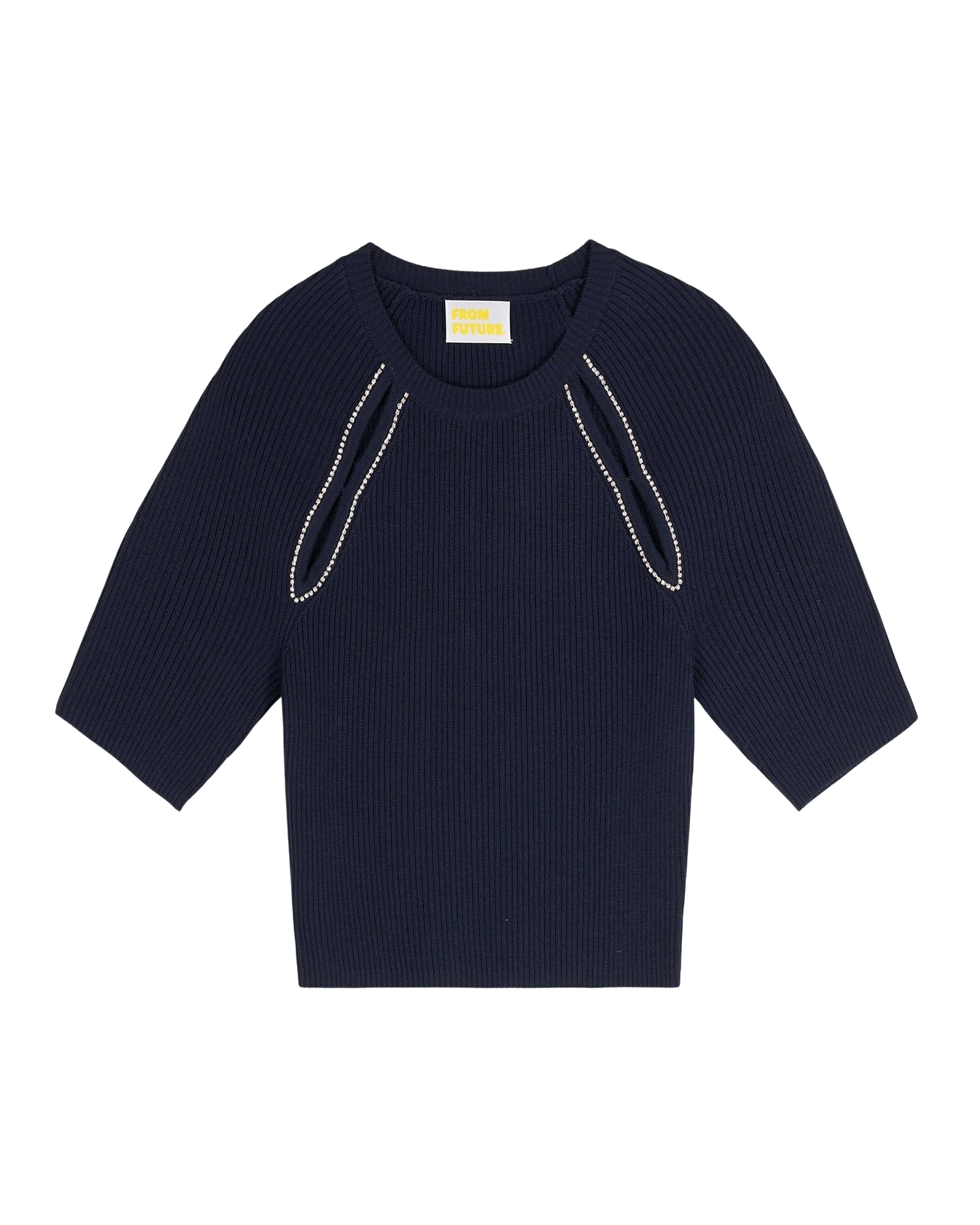 Top à manches courtes en laine - Navy