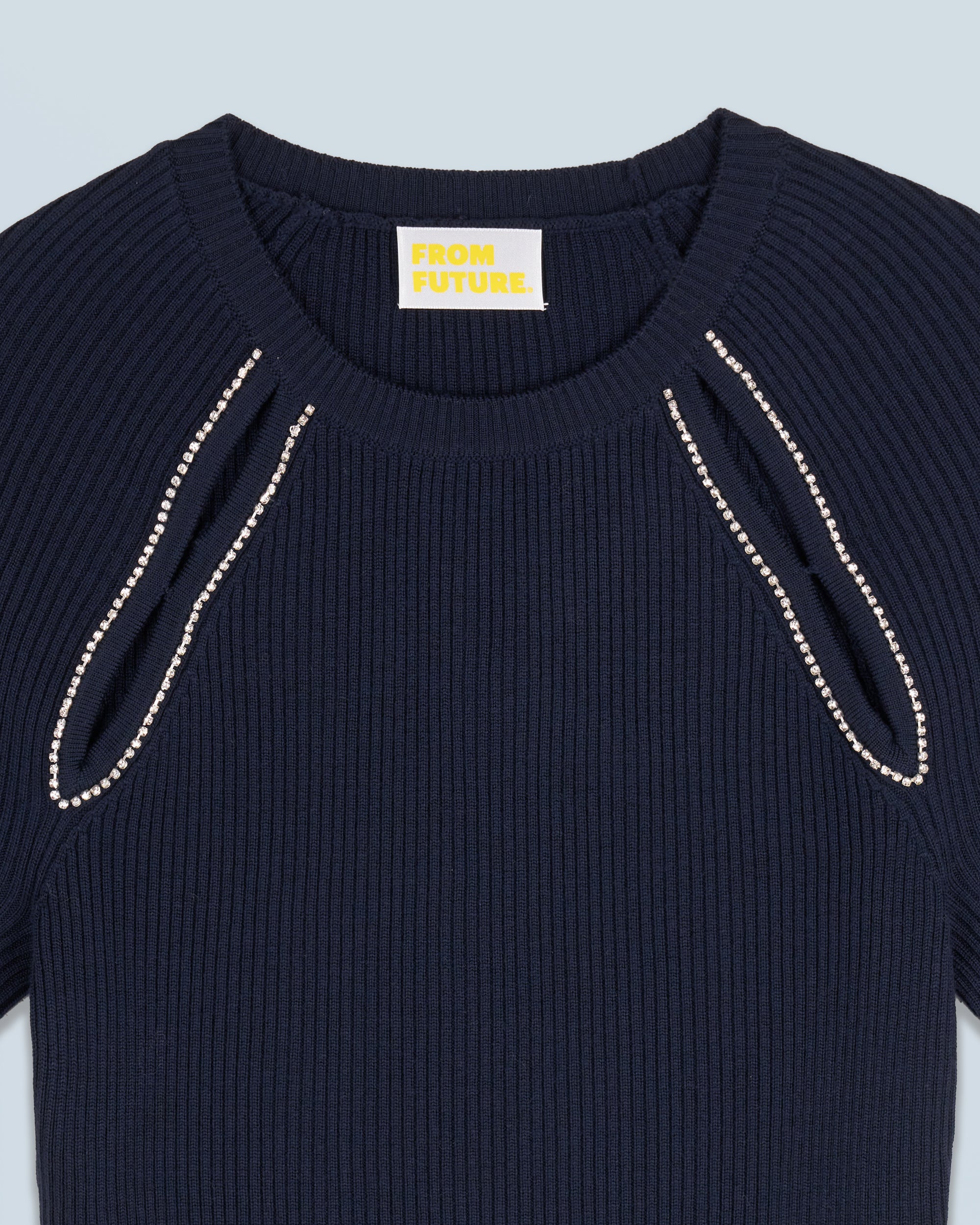NAVY / NEW / QTY : 2 / Top Manches Courtes Ouvertures et Broderies - Navy