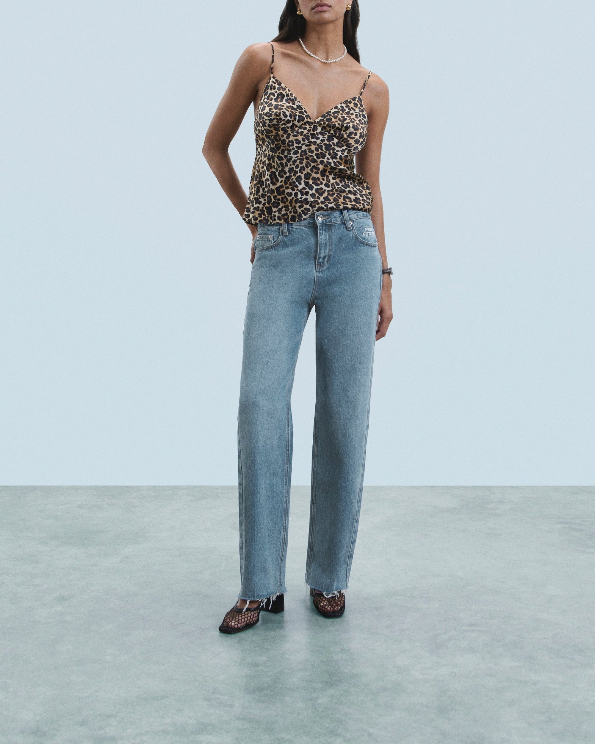 Silk camisole - Winter Leopard