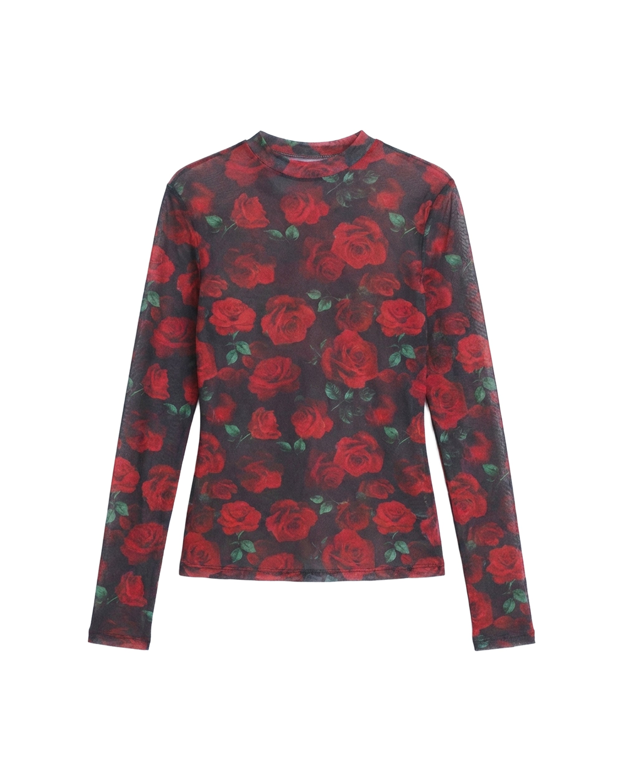 Top à manches longues en mesh - Passionate Roses