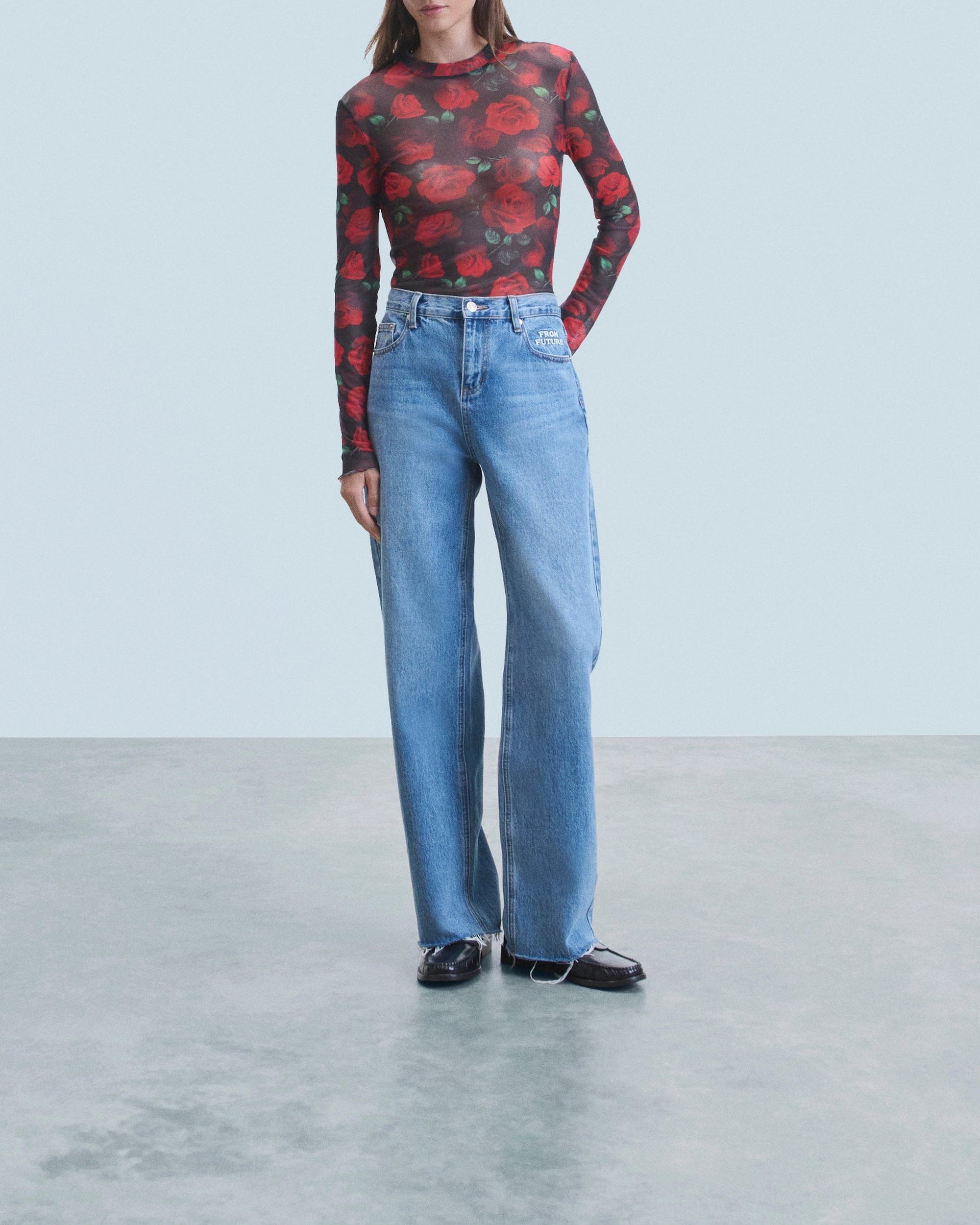 Top à manches longues en mesh - Passionate Roses