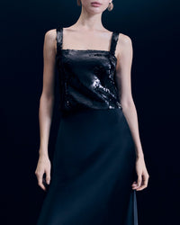 Top à bretelles en sequins - Noir