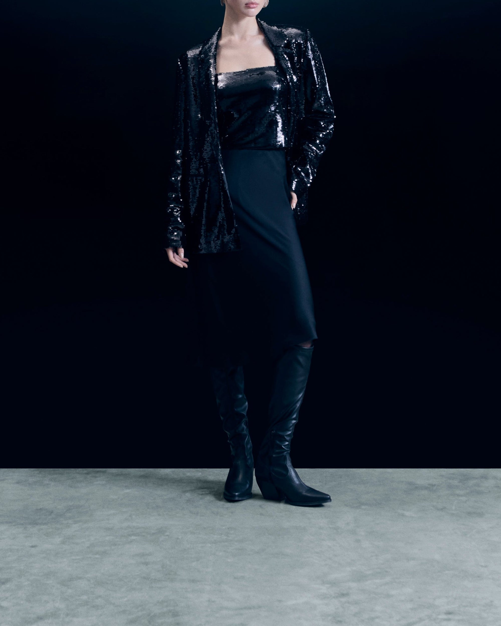 Top à bretelles en sequins - Noir