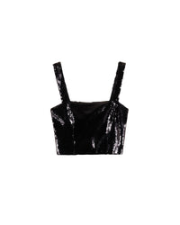 Top à bretelles en sequins - Noir