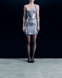 Top à bretelle en sequins - Silver
