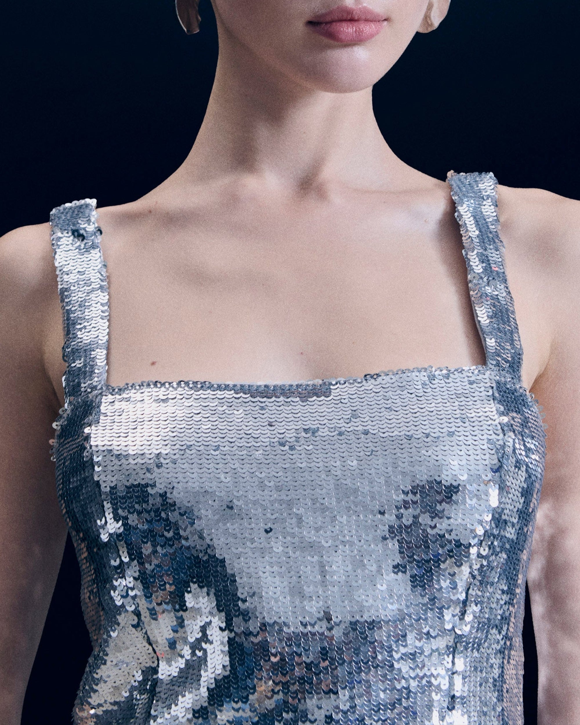 Top à bretelle en sequins - Silver