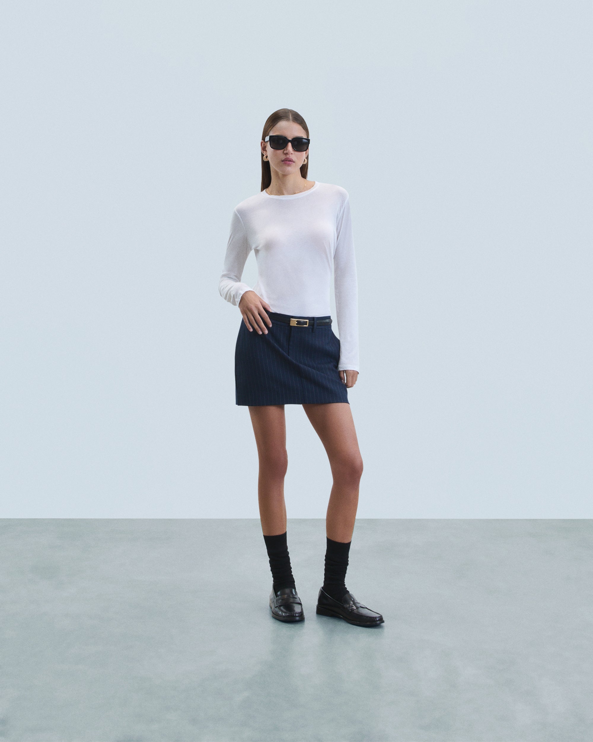 BLANC / NEW / QTY : 0 / T-shirt Col Rond Manches Longues - Blanc