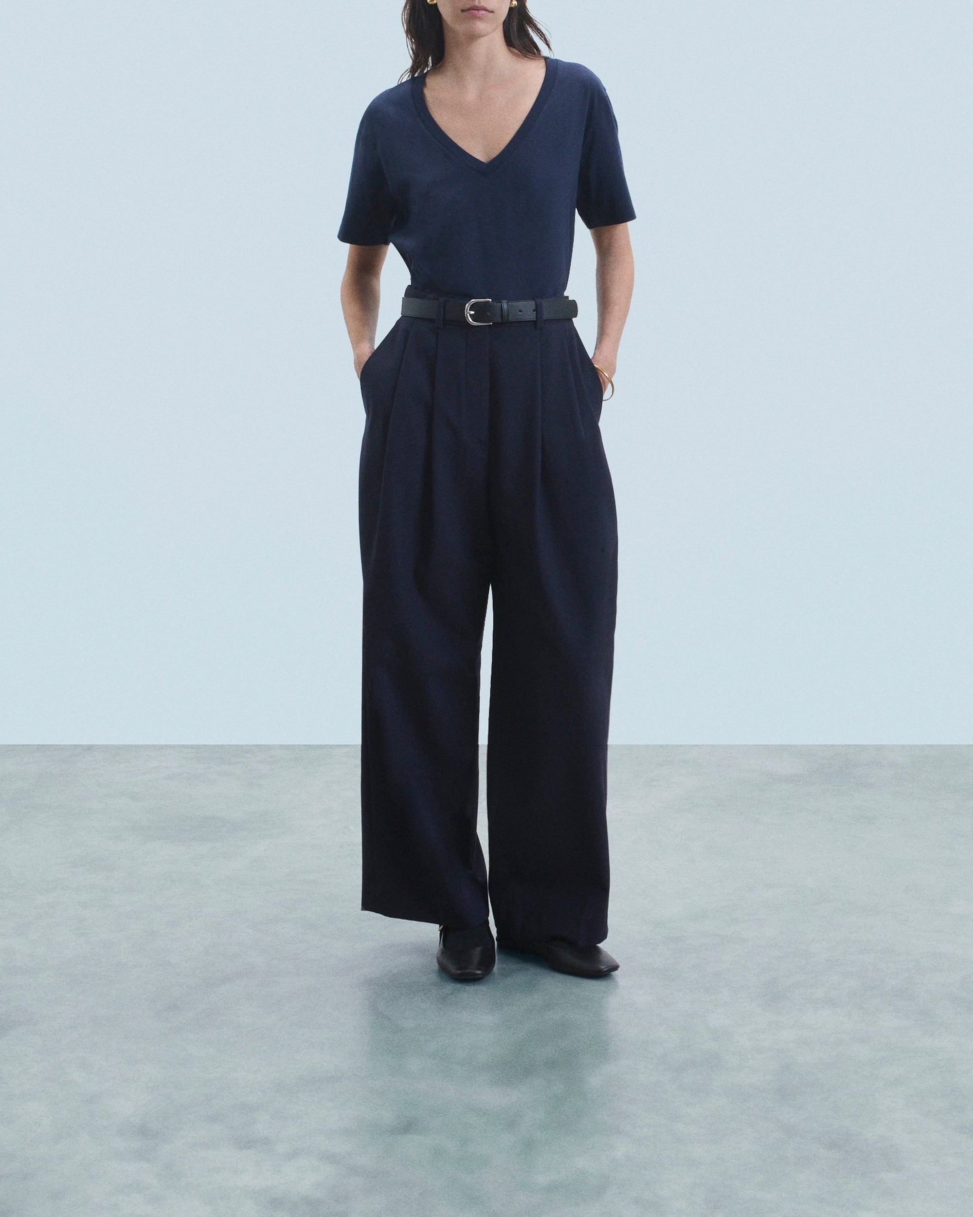 T-shirt à col V - Navy