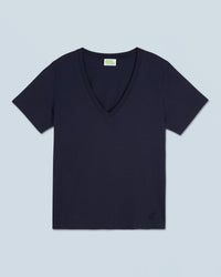 NAVY / NEW / QTY : 1 / T-shirt Col V Manches Courtes - Navy