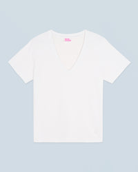 BLANC / NEW / QTY : 2 / T-shirt Col V Manches Courtes - Blanc