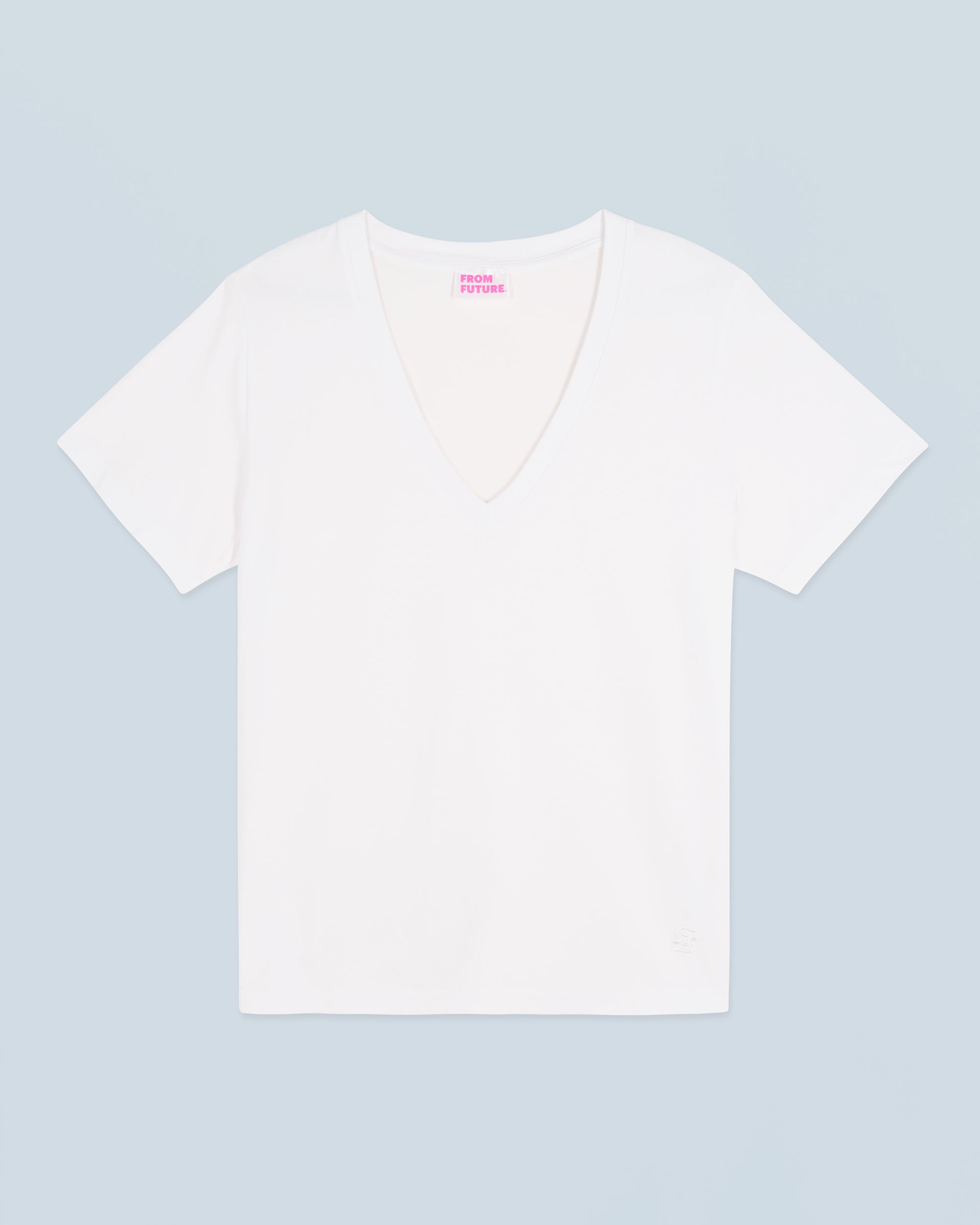 BLANC / NEW / QTY : 2 / T-shirt Col V Manches Courtes - Blanc
