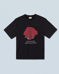 NOIR / NEW / QTY : 26 / T-shirt Col Rond Manches Courtes Rose - Noir