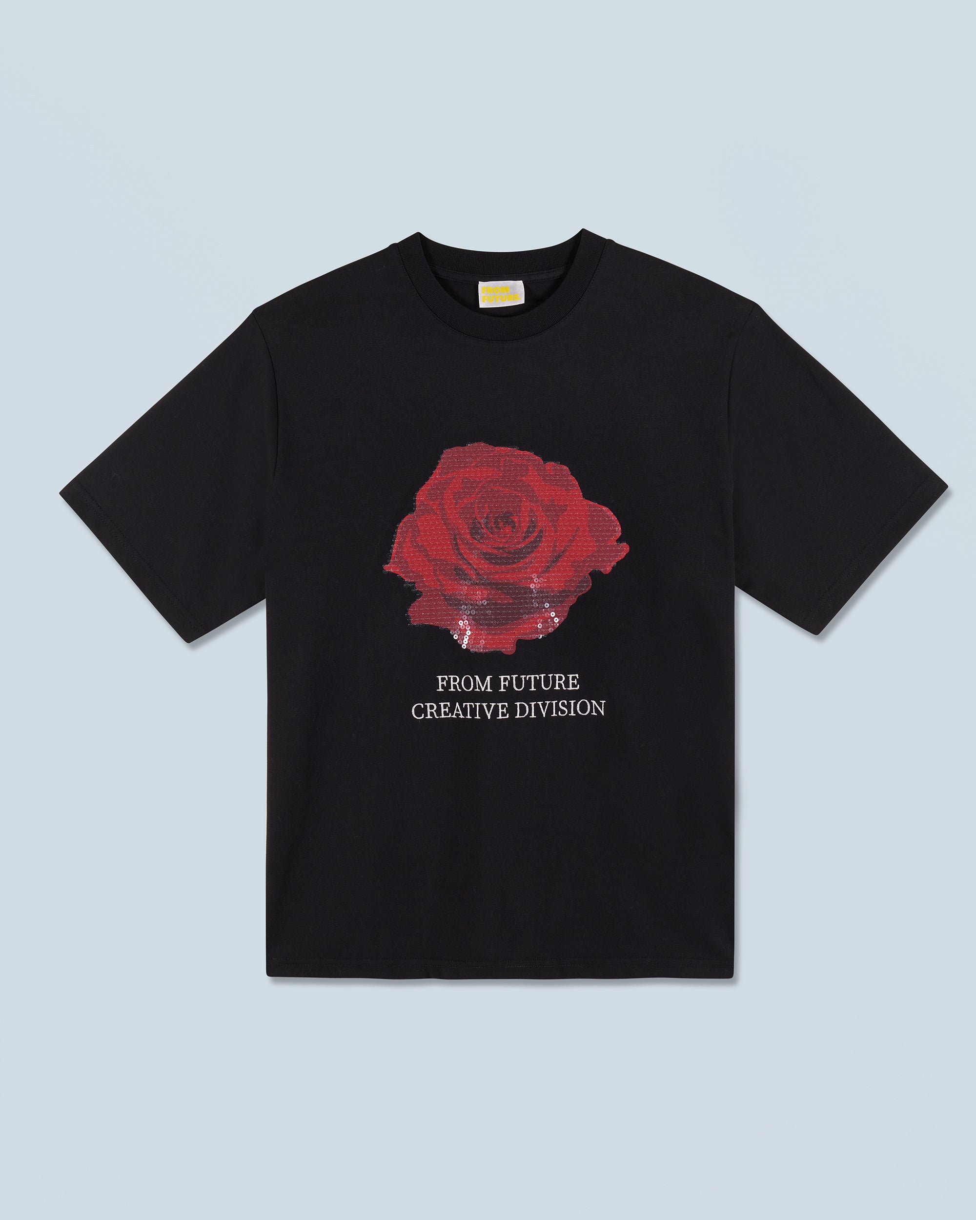 NOIR / NEW / QTY : 26 / T-shirt Col Rond Manches Courtes Rose - Noir