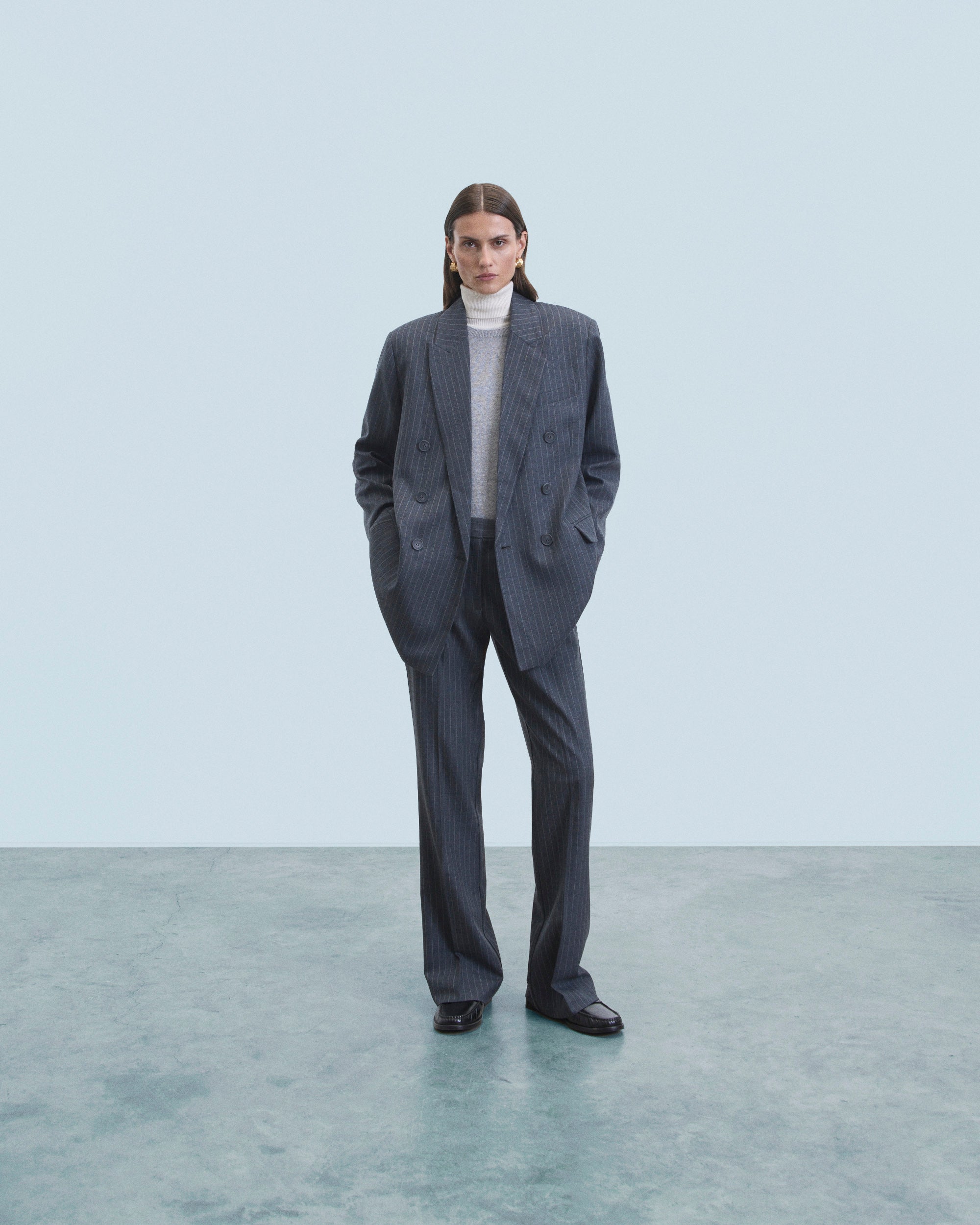 Y. ONLY PORTE / RAYURES GRIS / NEW / QTY : 34 / Veste Blazer Tailoring - Rayures Gris