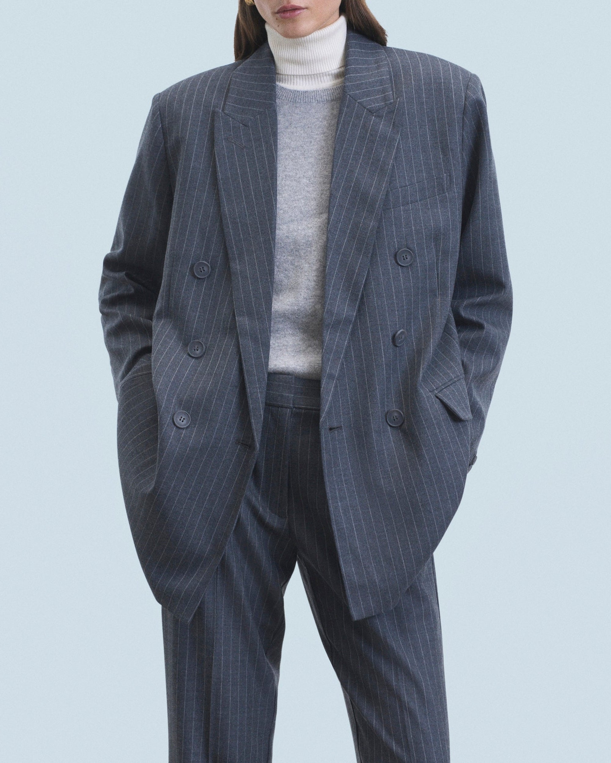 Veste blazer tailoring en laine - Gris