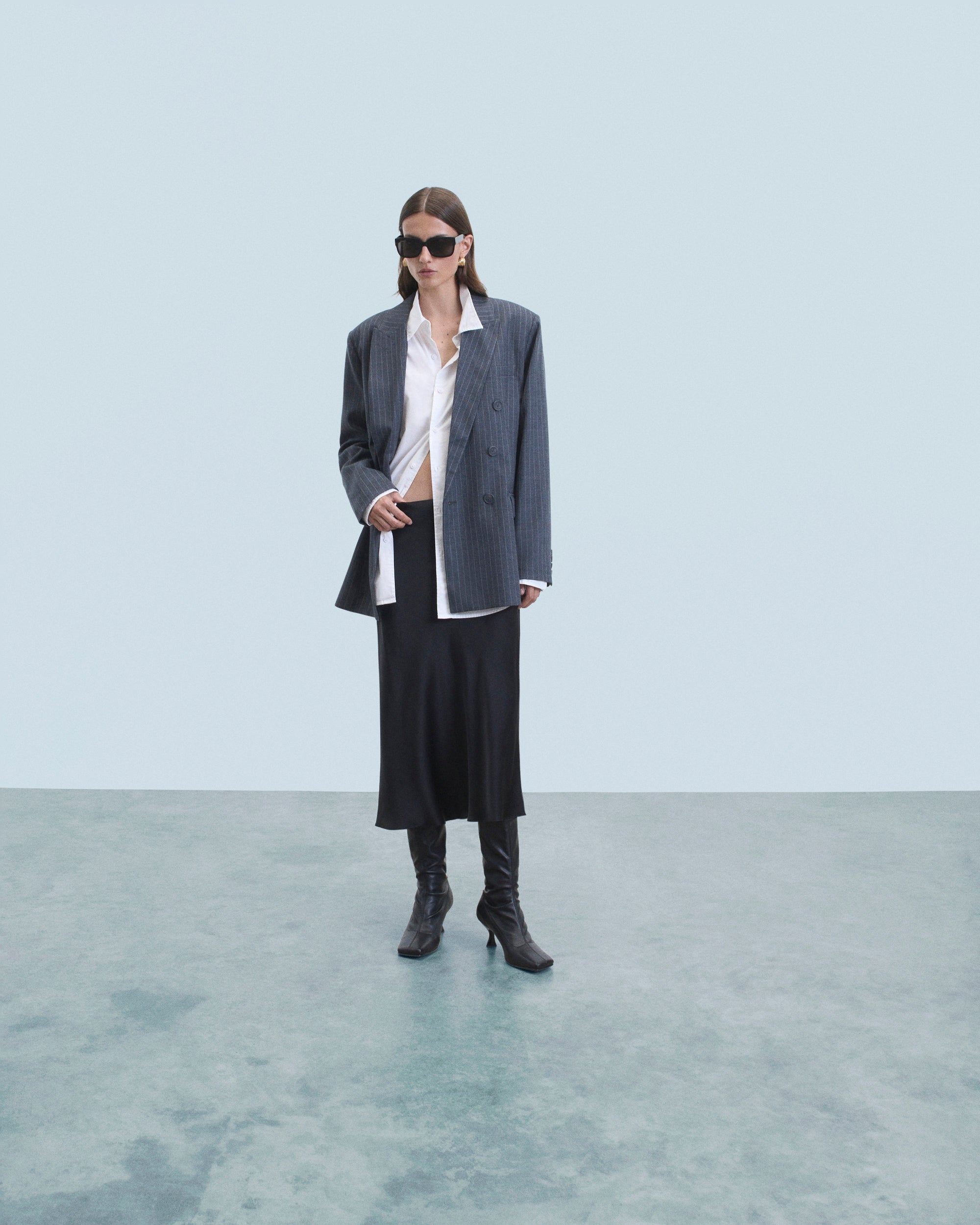 Y. ONLY PORTE / RAYURES GRIS / NEW / QTY : 34 / Veste Blazer Tailoring - Rayures Gris
