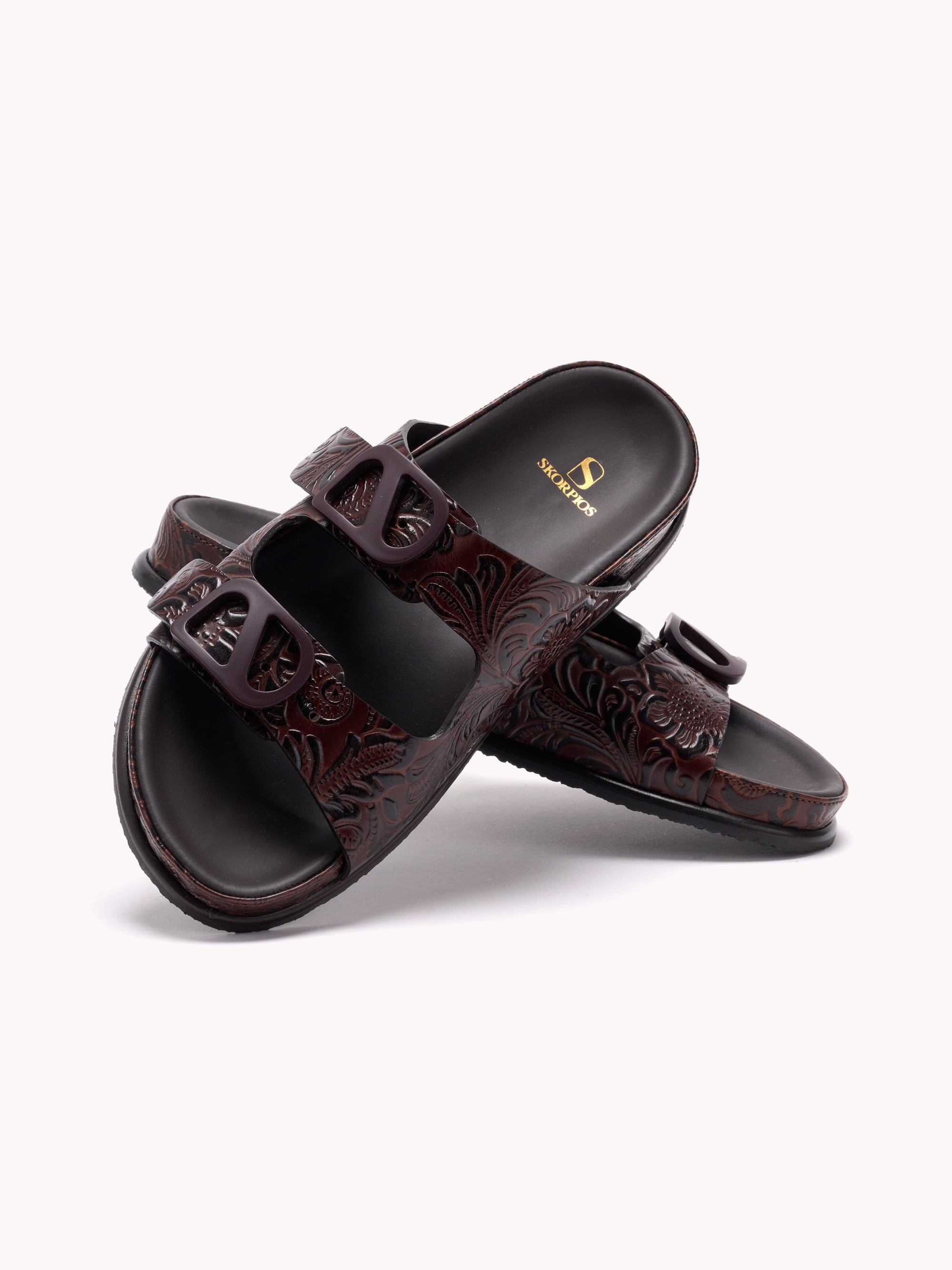24qty NEW / Sandales Fred en cuir Nappa - Brown