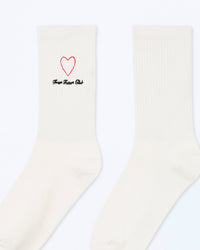 ECRU / DJV / QTY : 40 / Chaussettes Mi-hautes Coeur - Ecru
