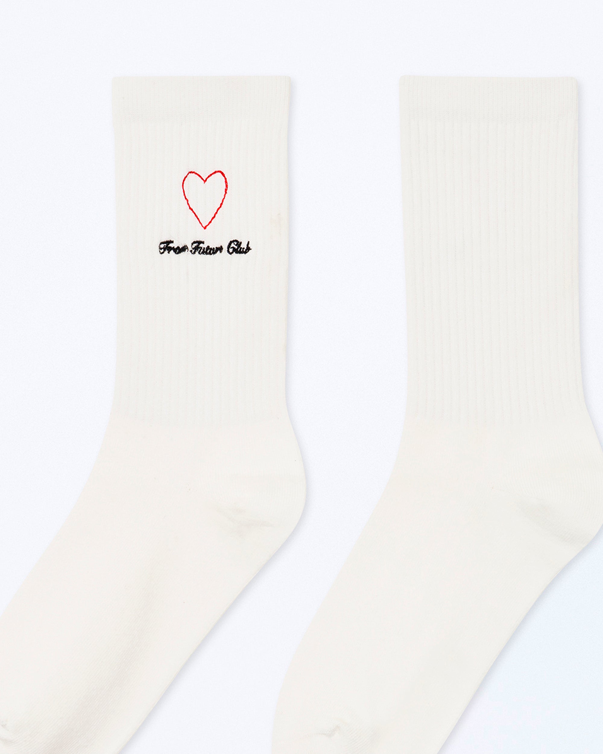 Chaussettes mi-hautes Coeur - Ecru
