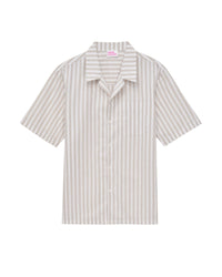 Chemise à manches courtes - Rayure Beige
