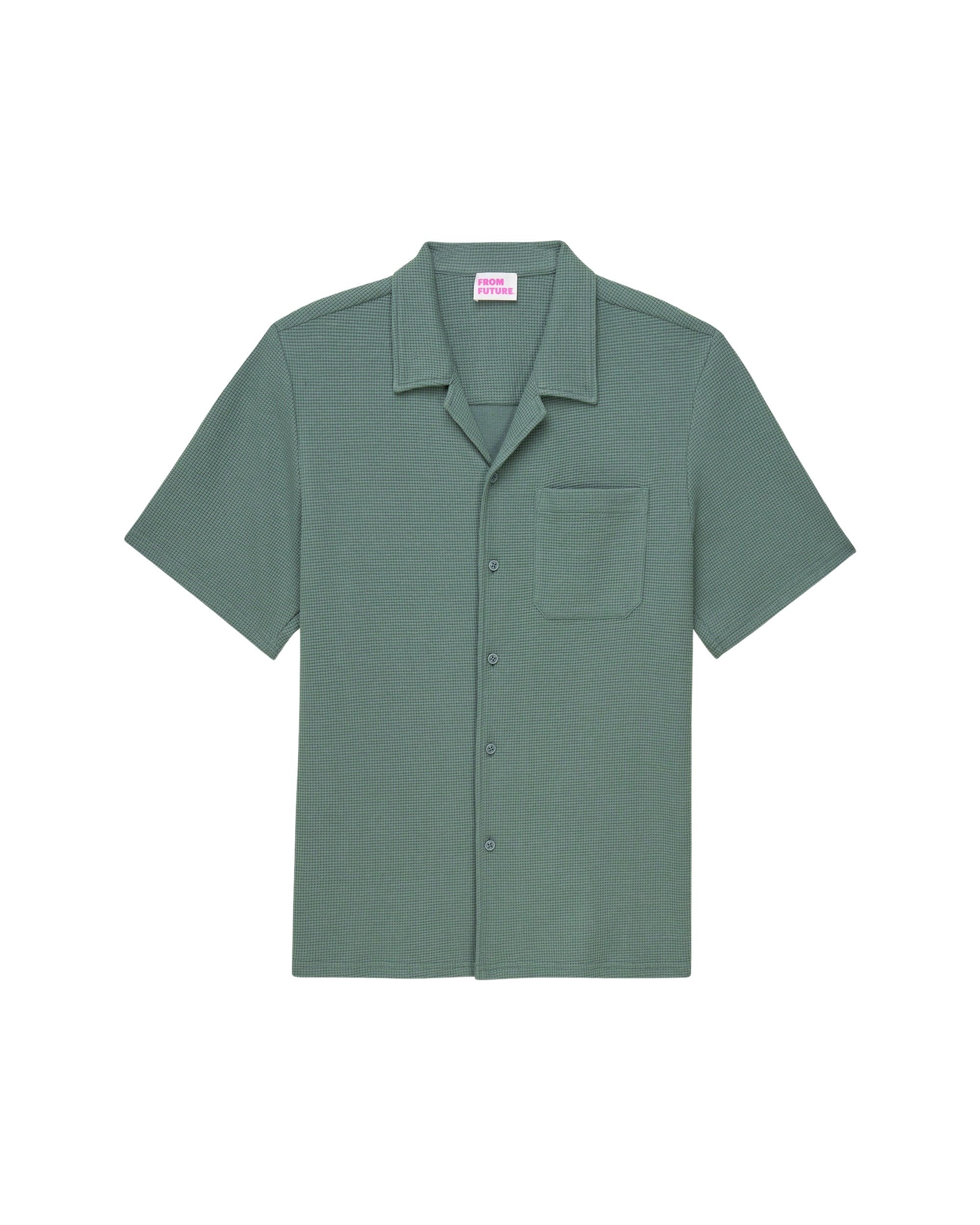 Chemise Manches Courtes Popeline  - Washed Green