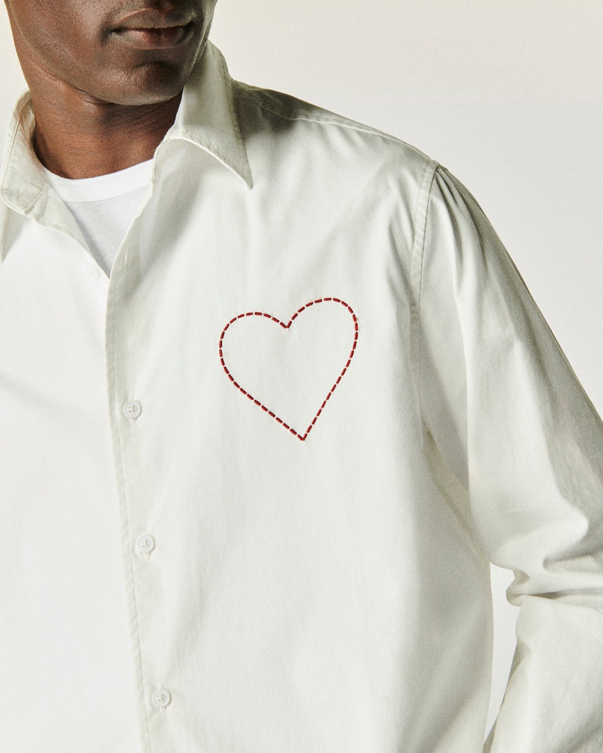 Chemise à manches longues en popeline - Blanc