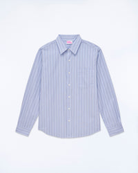 MULTI RAYURE BLEU CIEL / NEW / QTY : 2 / Chemise Manches Longues Popeline - Multi Rayure Bleu Ciel