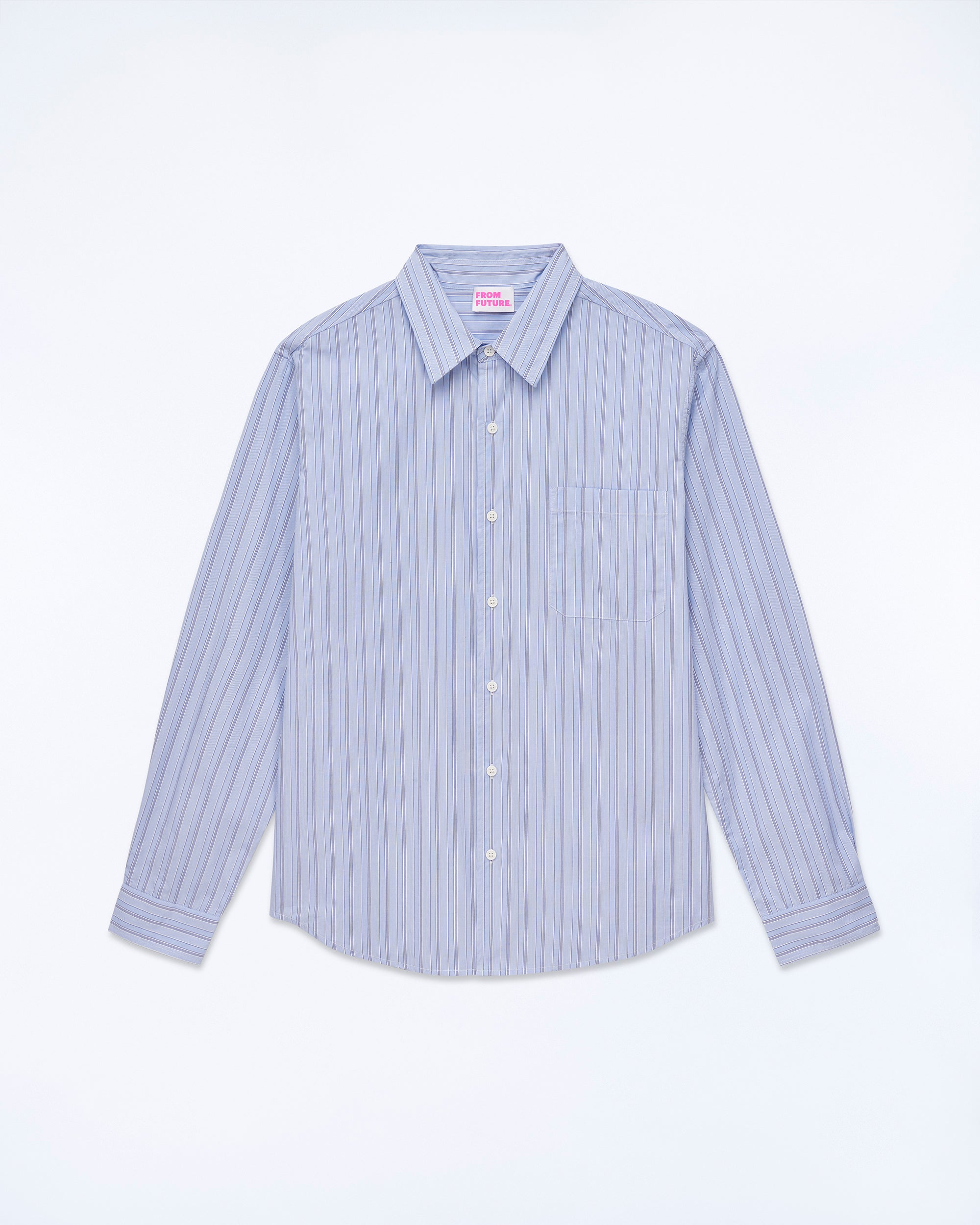 MULTI RAYURE BLEU CIEL / NEW / QTY : 2 / Chemise Manches Longues Popeline - Multi Rayure Bleu Ciel