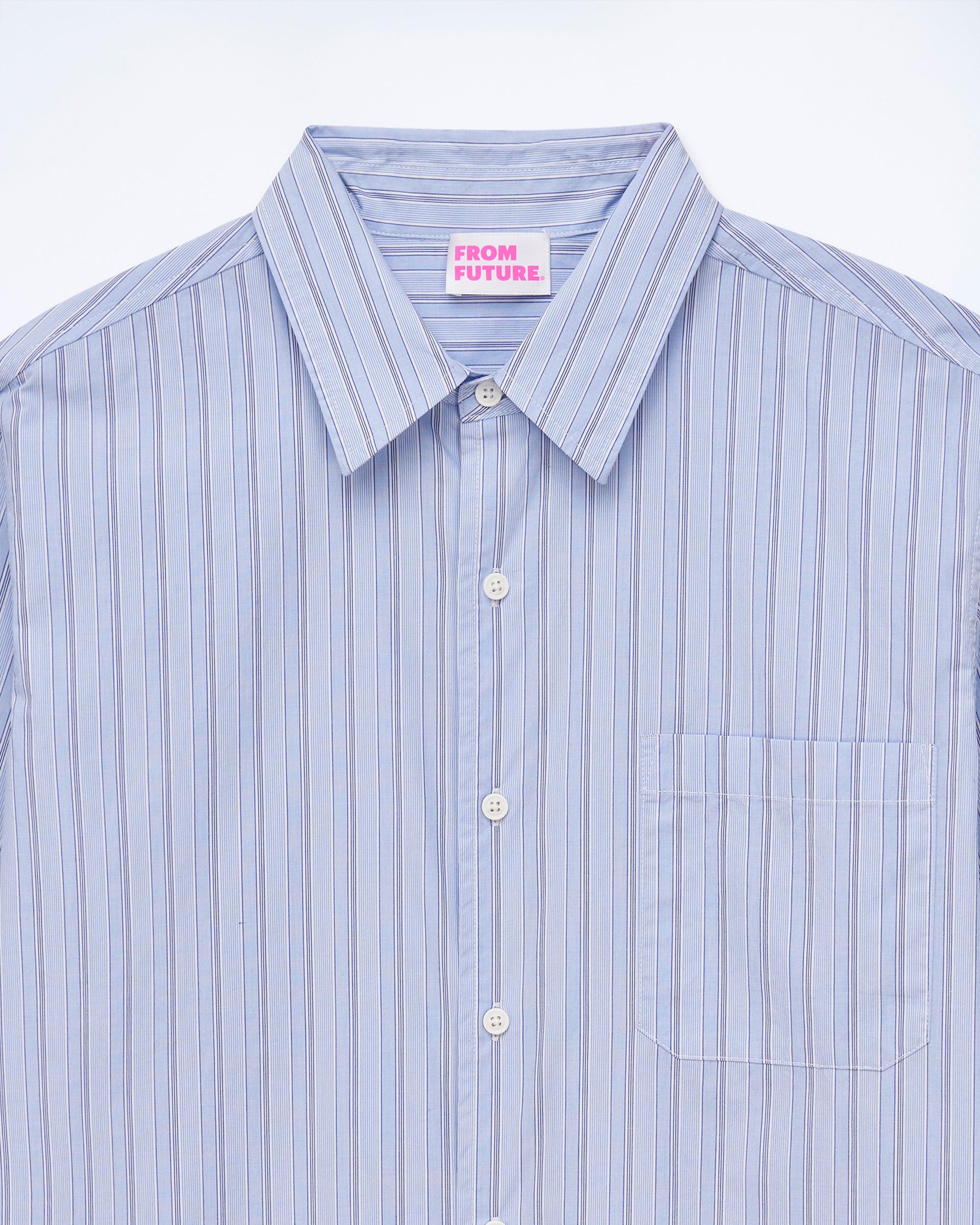 MULTI RAYURE BLEU CIEL / NEW / QTY : 2 / Chemise Manches Longues Popeline - Multi Rayure Bleu Ciel