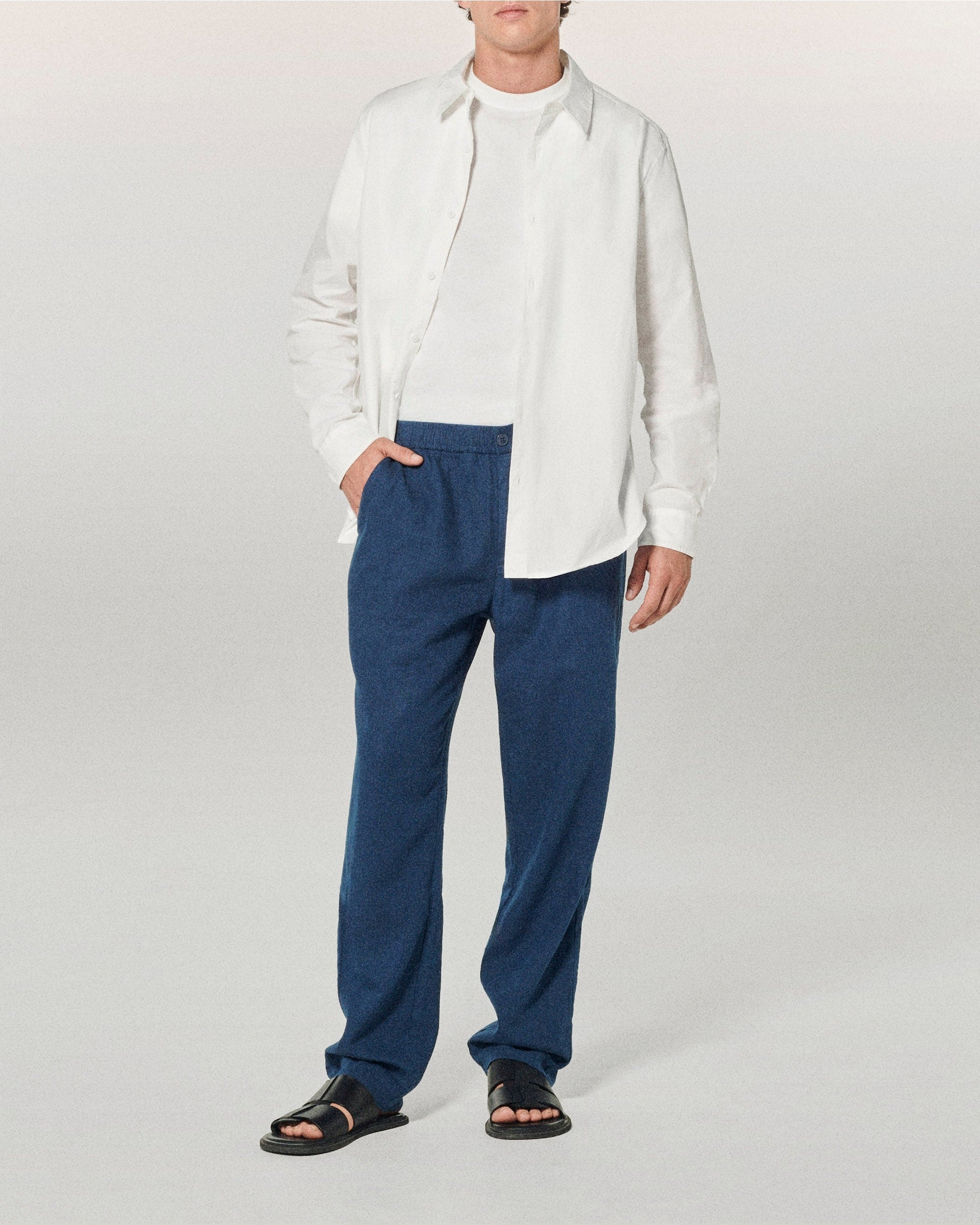 Pantalon droit en lin - Navy