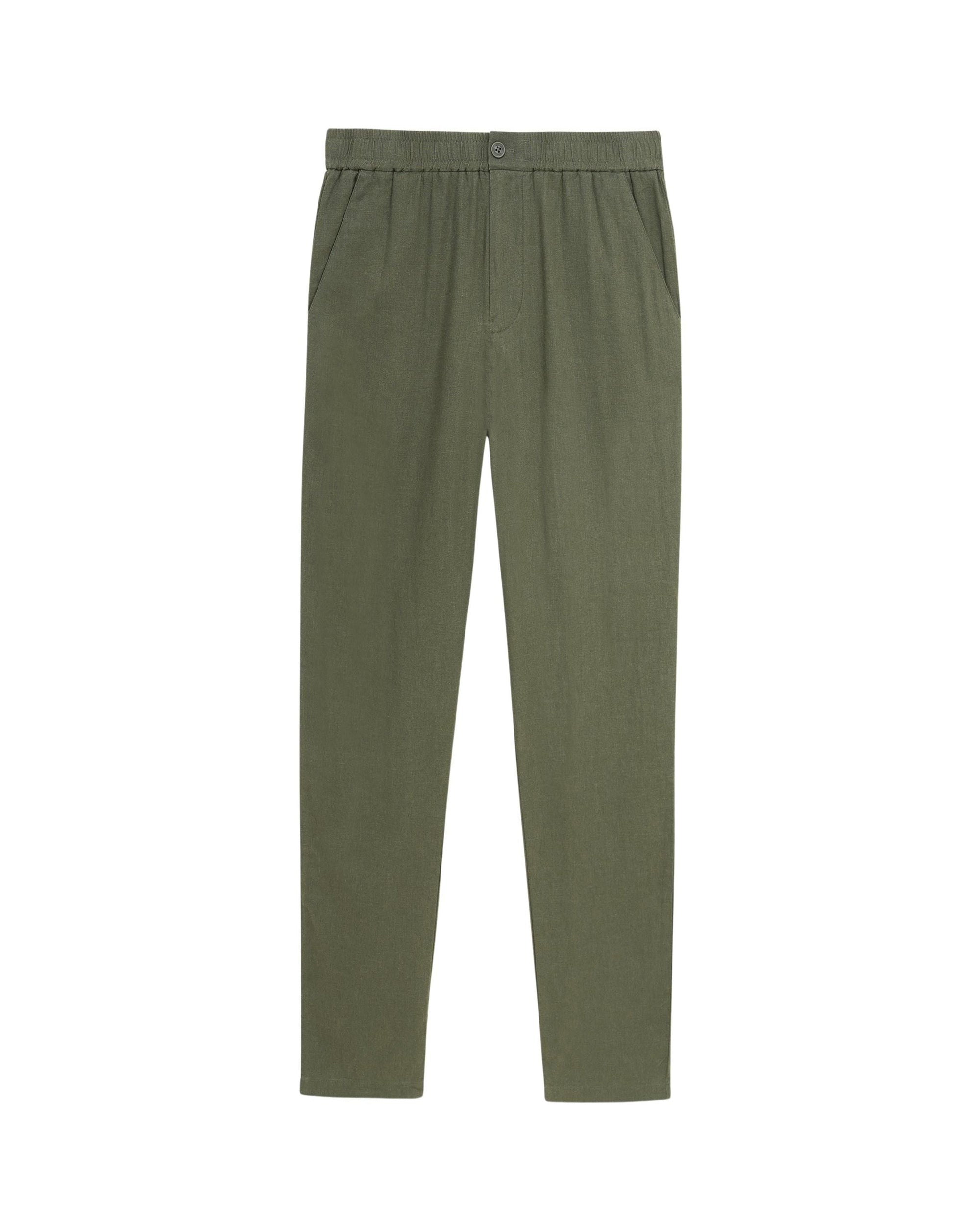 Pantalon droit en lin - Kaki