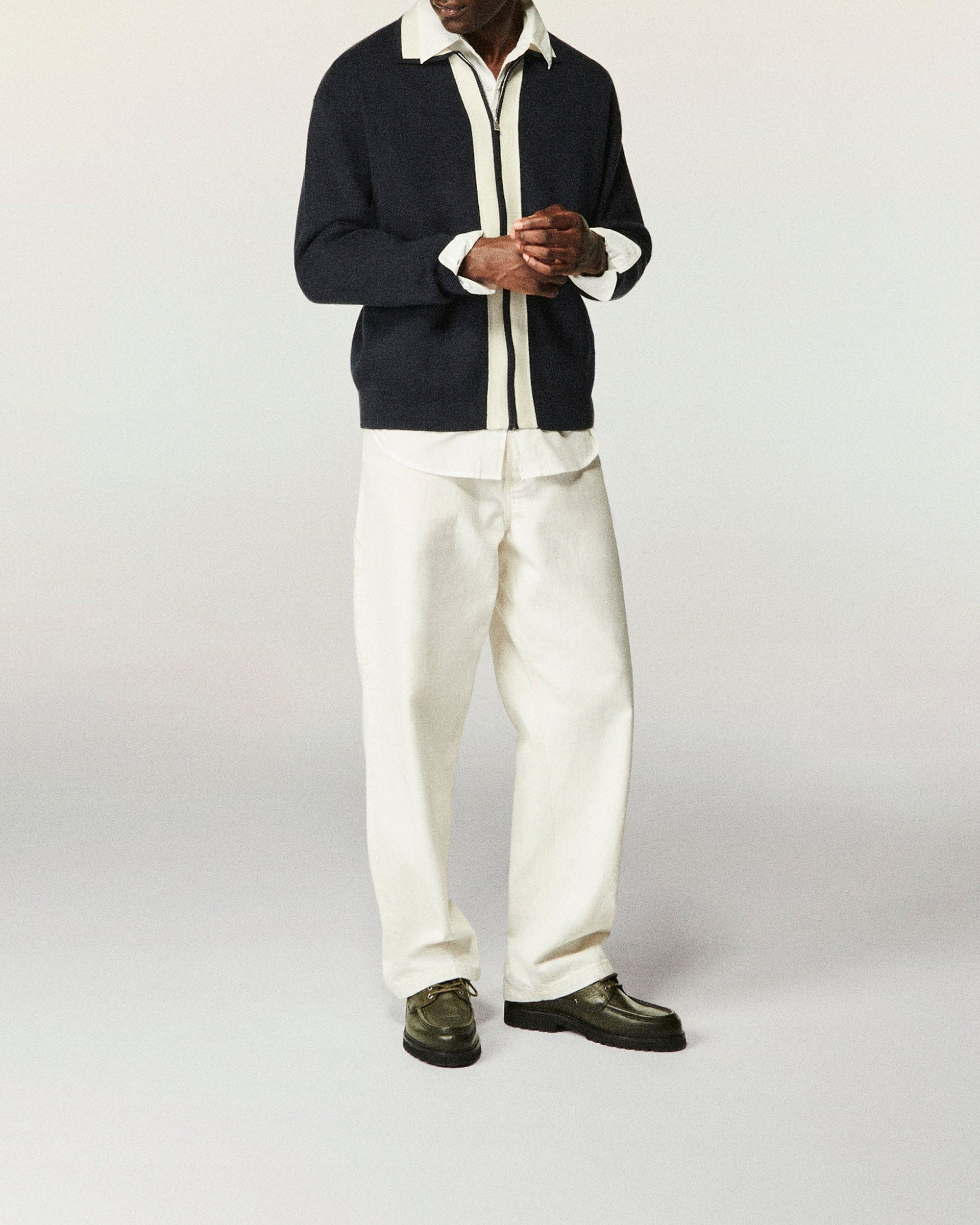 Gilet zippé à bandes bicolores - Navy