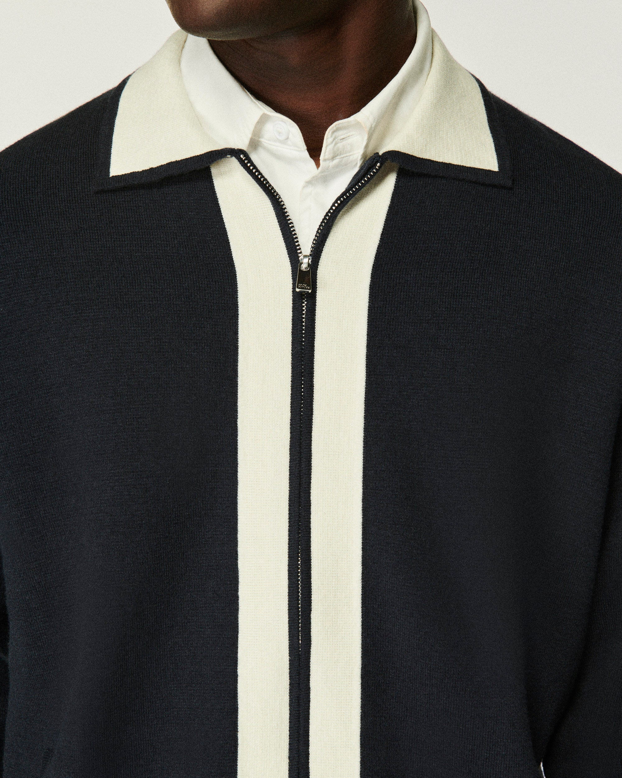 Gilet zippé à bandes bicolores - Navy